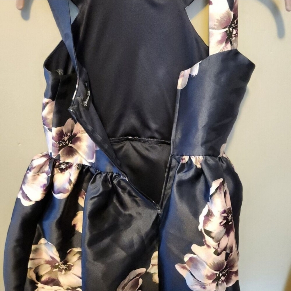 90s Blue Short Prom Dress Babydoll Dark Fairy Grunge Pink Satin Juniors Small 0 - Picture 4 of 6